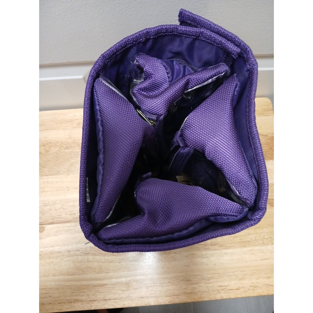 Joy Mangano Toiletry Make Up Bag Purple The Better Beauty Case Roll Up - Picture 3 of 8